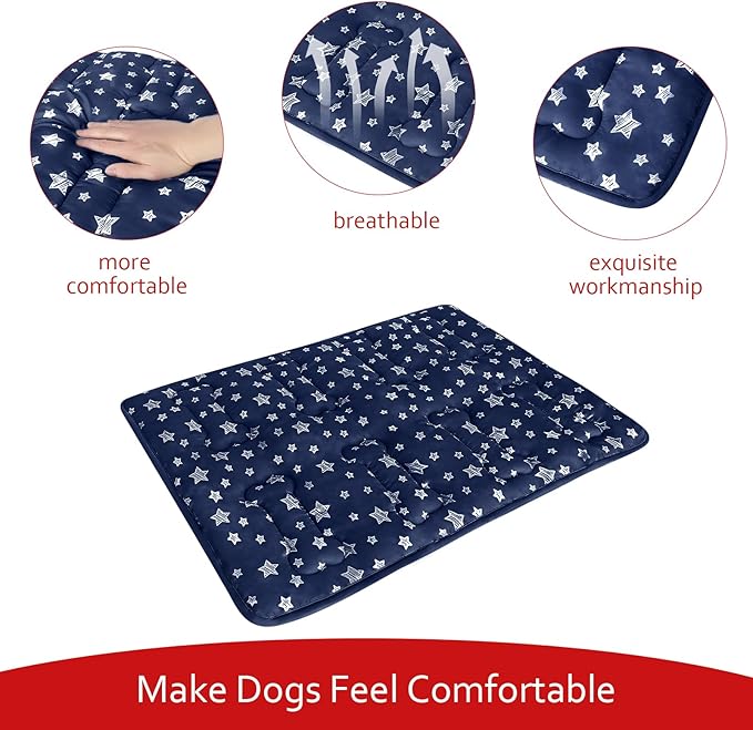 Dog Crate Mat (36" X 23"), Soft Dog Bed Mat with Cute Prints, Personalized Dog Crate Pad, Anti-Slip Bottom, Machine Washable Kennel Pad