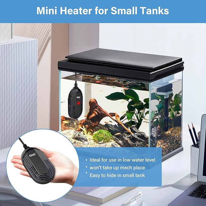 hygger Small Aquarium Heater, 15W Submersible Betta Fish Tank Heater with Adjustable Temperature External Controller, Turtle Heater with LED Display for up to 2.5 Gallon Tanks