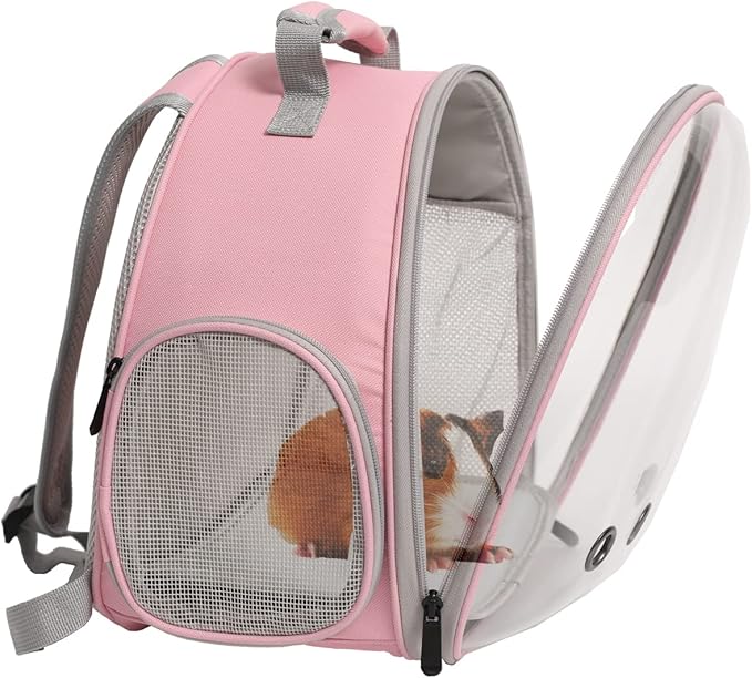 Bearded Dragon Travel Backpack with Harness and Leash Set,Hamster Backpack Travel Carrier,Space Capsule Clear Bubble Window Astronaut Reptile Carrier Backpack, Airline Approved