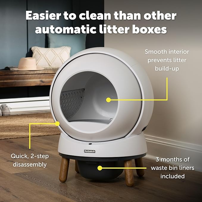 PetSafe ScoopFree SmartSpin Self-Cleaning Cat Litter Box – Advanced Odor Control – App Controlled with Health Monitoring – Works with Any Litter – Up to 2 Weeks of Hands-Free Cleaning