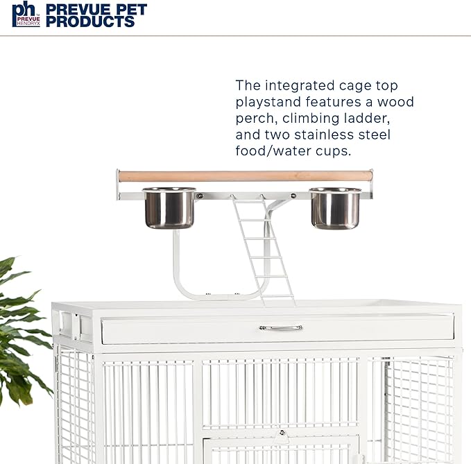 Prevue Hendryx Pet Products Wrought Iron Select Bird Cage 3153C, Chalk White, 30-Inch by 22-Inch by 63-Inch