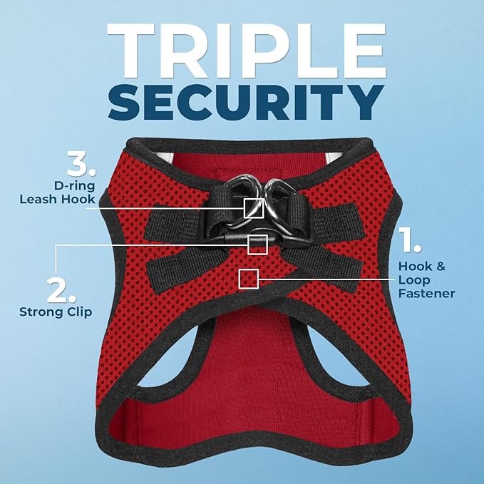 Voyager Step-in Air Dog Harness - All Weather Mesh Step in Vest Harness for Small and Medium Dogs and Cats by Best Pet Supplies - Harness (Red/Black Trim), M (Chest: 16-18")