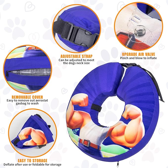 Large Dog Cone Collar for Dogs and Cats Inflatable Dog Donut Collar for After Surgery Recovery Soft Dog Cone for Small Medium Large Dogs Does not Impede Vision