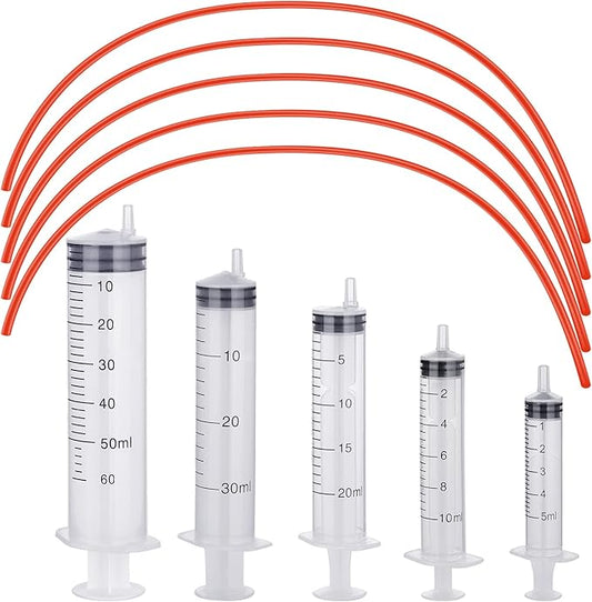 10 Pack Puppy Kitten Feeding Tube Kit Include 5 Pack 8 FR Red Rubber Puppy Feeding Tube and 5 Pack Clear Kitten Feeding Syringe 5 ML 10 ML 20 ML 30 ML 60 ML for Feeding Goat Kitten Puppy Small Animals