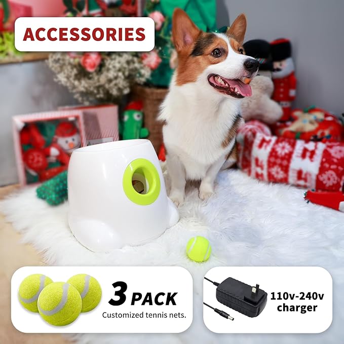 AFP Automatic Ball Launcher for Dogs Interactive Puppy Pet Ball Indoor Thrower Fetch Machine for Small and Medium Size Dogs, 3 Balls Included (2 inch) Mini