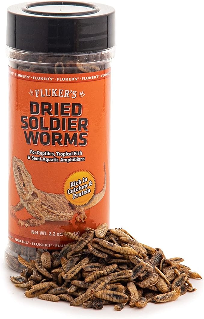 Fluker's Freeze Dried Soldier Worms, Ideal for Lizards, Reptiles, Birds, Fish, Hedgehogs, 1.7 oz