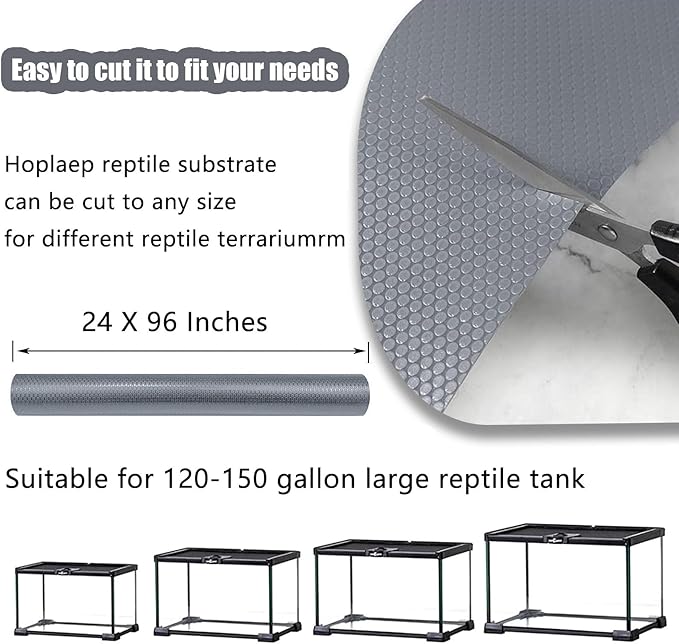 Reptile Tank Accessories,EVA Leopard Gecko Bearded Dragon Tank Accessories, Terrarium Tank Decor Carpet Substrate for Lizard, Iguana, Snake, Tortoise, Non-Adhesive Reptile Habitat Bedding, Grey
