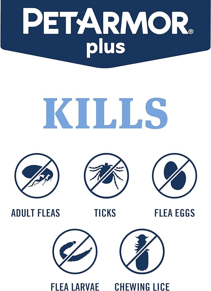 PetArmor Plus Flea and Tick Prevention for Dogs, Dog Flea and Tick Treatment, 6 Doses, Waterproof Topical, Fast Acting, Large Dogs Dogs (45-88 lbs)