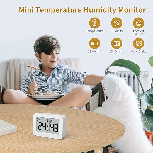2-Pack Mini Hygrometer Indoor Thermometer, Humidity Gauge with Switch (℃ /℉), Humidity Meter Digital Temperature Monitor for Greenhouse Babyroom Cellar Reptile Incubator Closet