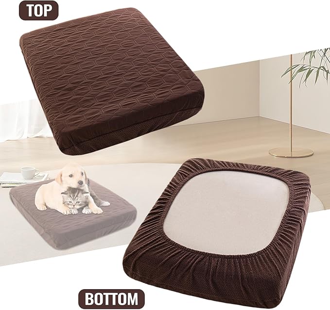 nanbowang Waterproof Dog Bed Covers Replacement Washable Pet Hair Easy to Remove, Dog Pillow Cover Quilted, Pet Bed Cover Lovely Puppy Bed Cover for Dog/Cat 22x35 Brown