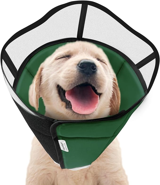 Soft Dog Cone for Dogs After Surgery, Breathable Pet Recovery Collar for Large Medium Small Dogs and Cats, Adjustable Dog Cone Collar, Elizabethan Collar (S, Dark Green)