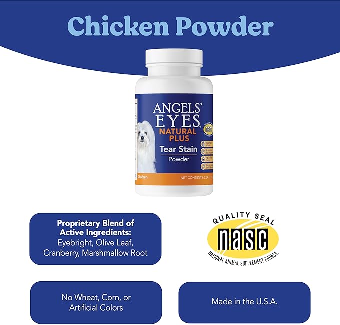 ANGELS' EYES NATURAL PLUS Tear Stain Prevention Chicken Powder for Dogs | All Breeds | No Wheat No Corn | Daily Support for Eye Health | Proprietary Formula | Limited Ingredients | Net Content 75g