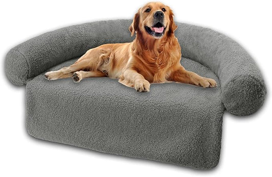 Dogs/Cats Bed Mats, Couch Cover for Dogs, Sofa Style Luxurious Mat for Pets, Waterproof Lining and Nonskid Bottom Perfect on Dog Crate, Cat Cage or in The Car. (Dark Gray Granular, XXL)
