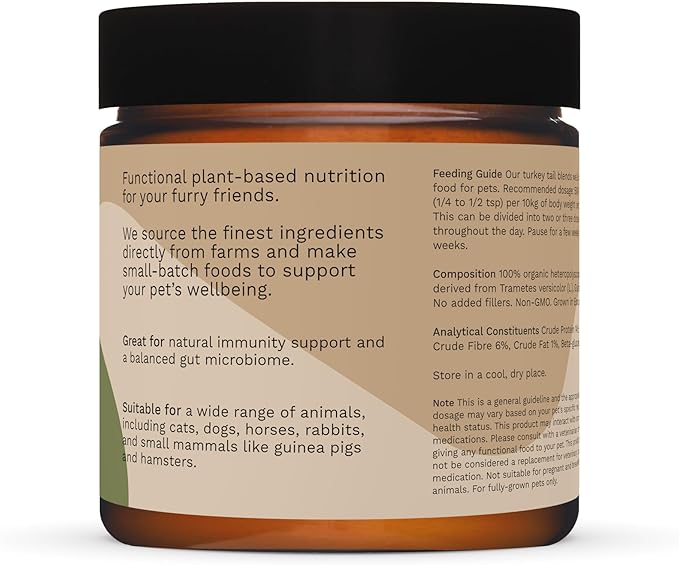 Boosie Organic Adaptogenic Powder for Dogs and Cats - Supports Gut Health and Promotes Diverse Microbiome - Turkey Tail Mushroom - 100% Natural Without Additives or Preservatives - Pet Nutrition