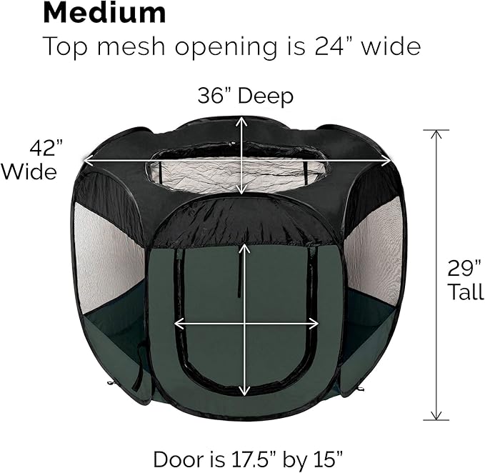 Furhaven Pop Up Playpen Pet Tent Playground - Hunter Green, Medium
