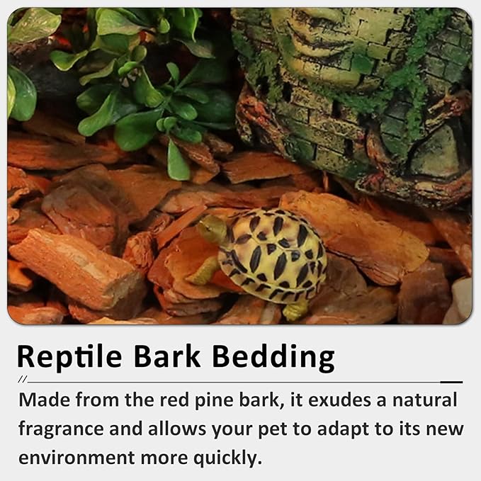 Hamiledyi Reptile Bark Bedding Tortoise Habitat Substrate Natural Terrarium Bark Wood Chips Tank Supplies for Snake Spiders Bearded Dragons Hermit Crabs Geckos
