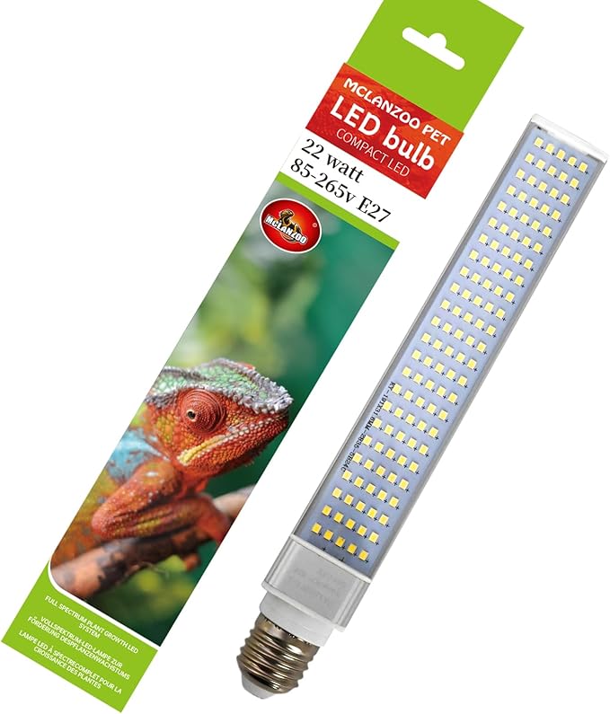 LED Compact Bulb 22W 6500K,Full Spectrum LED Light for Reptiles,Amphibian and Plant Growth,10000H Long Lifespan and Rotate 90°(1.4 * 1.4 * 10in)