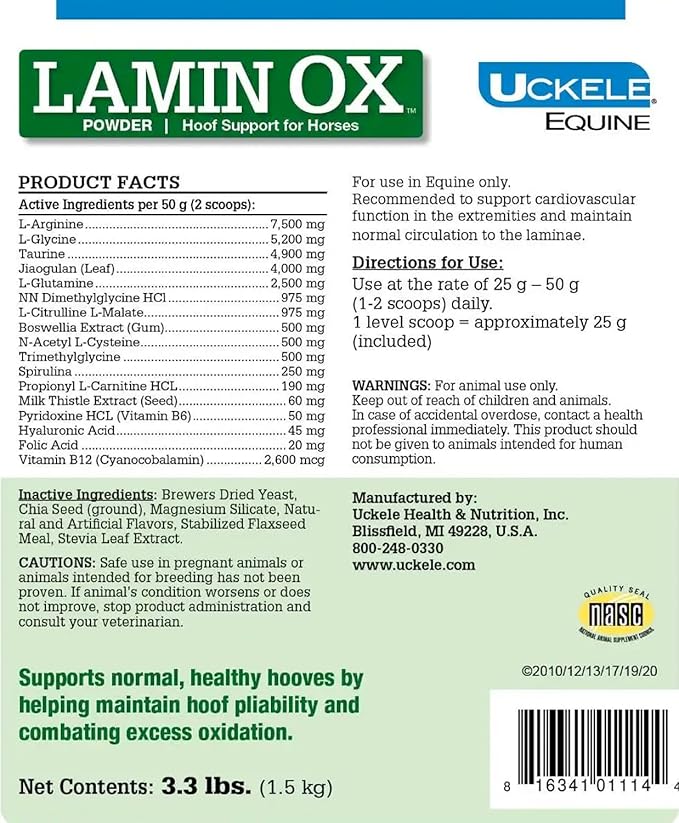 Uckele LaminOX Horse Supplement - Hoof Support for Horses - Equine Vitamin & Mineral Supplement - 3.3 pound (lb)