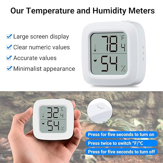 Reptile Tank Thermometer Reptile Tank Accessories Reptile Terrarium Thermometer Hygrometer for for Bearded Dragon, Jumping Spider, Leopard Gecko, Hermit Crab, Gecko, Ball Python, Lizard Aggforbl