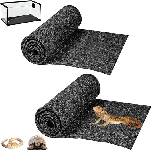 HERCOCCI 2 Pack Reptile Carpet, 39’’ x 20’’ Terrarium Bedding Substrate Liner Reptile Cage Mat Tank Accessories for Bearded Dragon Lizard Tortoise Leopard Gecko Snake (Grey)