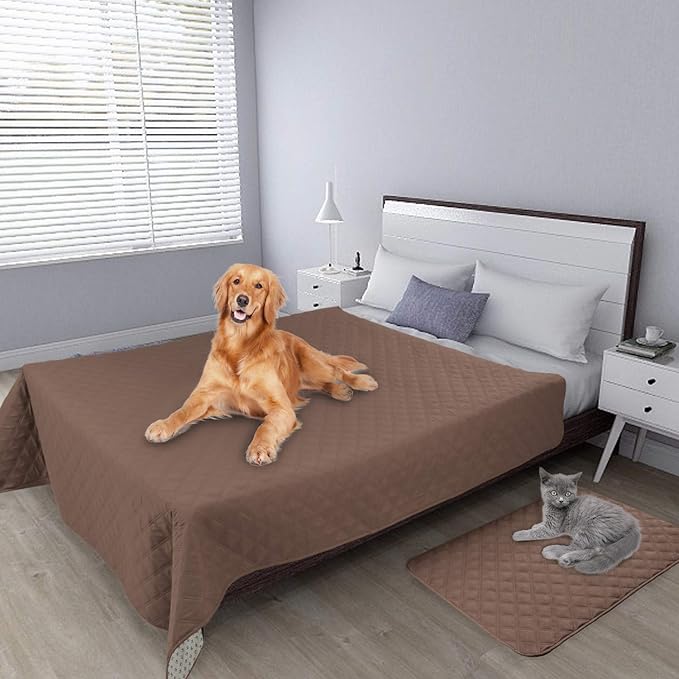 Easy-Going 100% Waterproof Dog Bed Cover, Non-Slip Pet Blanket for Furniture, Washable Couch Cover, Repleasement Sofa Cover (120X82 in,Brown)
