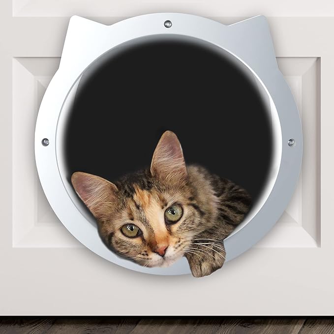 LYNX Cat Door Interior Door - Unique Stylish Design - HQ & Easy To Install Interior Cat Door For Small To X Large Cats. Pet Doors For Cats - Indoor Cat Door Without Flap. For Kitty & Cats Up To 25 Lbs