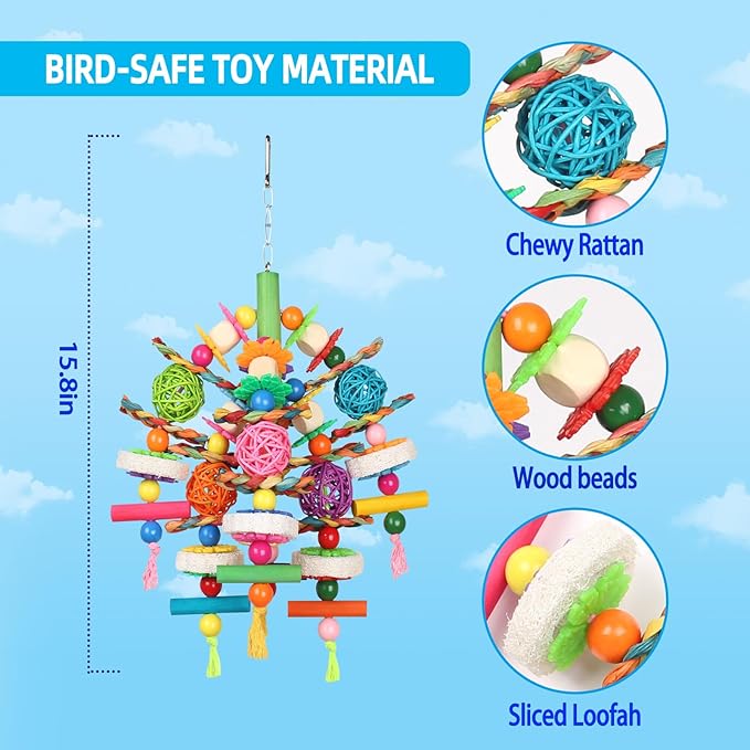 Parrot Toys, Large and Medium-Sized Bird Chew Toys, Suitable for African Gray,Macaws and Various Types of Amazon Parrots