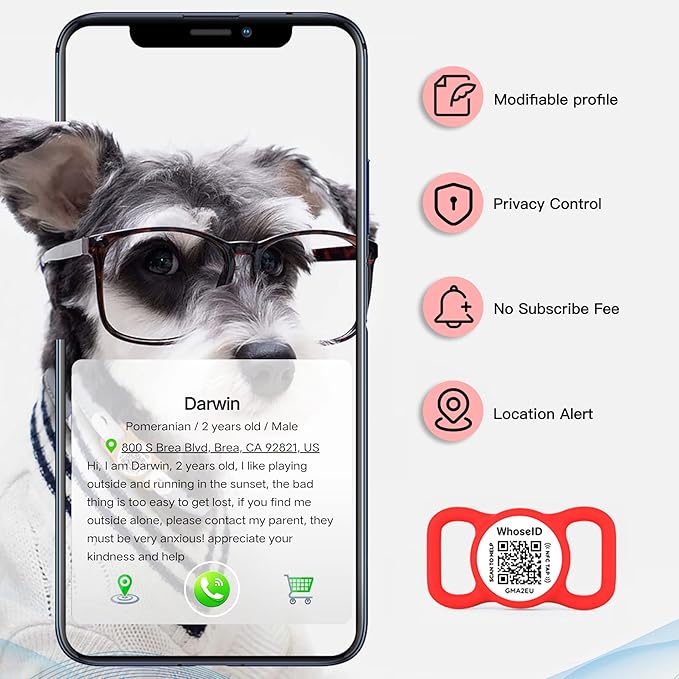 QR Code Dog Tag with NFC, Personalized Pet ID Tag, Silent Silicone Dog ID Tag, Modifiable Pet Online Profile, Multiple Emergency Contact, Scan QR Code Send Pet Location Email (Regular, Green)