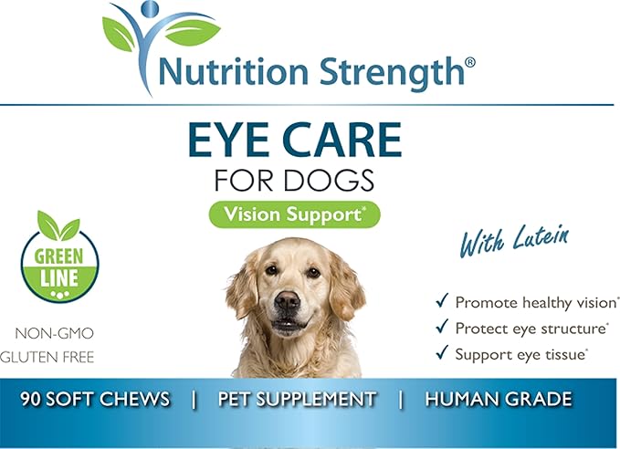 Eye Care for Dogs Daily Vision Supplement with Lutein, Zeaxanthin, Astaxanthin, CoQ10, Bilberry Antioxidants, Vitamin C, Vitamin E Support for Dog Eye Problems, 90 Soft Chews