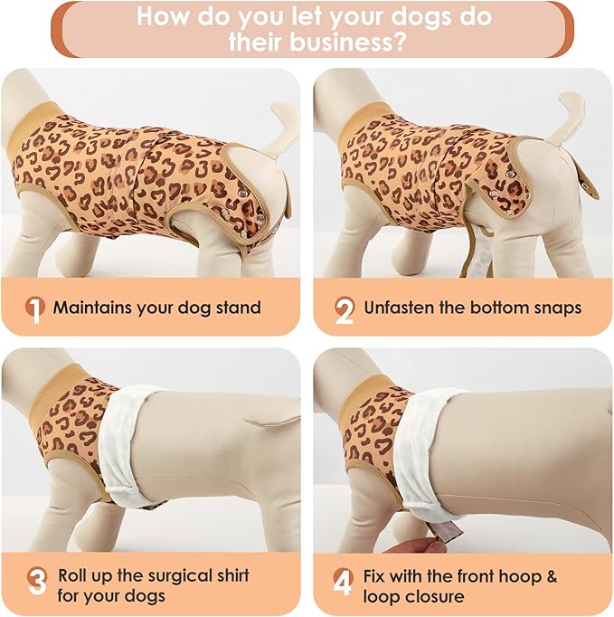 AOFITEE Dog Recovery Suit, Dog Surgical Recovery Suit for Female Dogs Male Dogs, Cozy Dog Onesie for Surgery, Cone E-Collar Alternative, Anti Licking Dog Surgical Shirt with Pee Hole, Brown 2XL