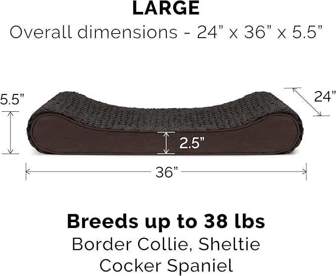 Furhaven Memory Foam Dog Bed for Large/Medium Dogs w/ Removable Washable Cover, For Dogs Up to 38 lbs - Ultra Plush Faux Fur & Suede Luxe Lounger Contour Mattress - Chocolate, Large