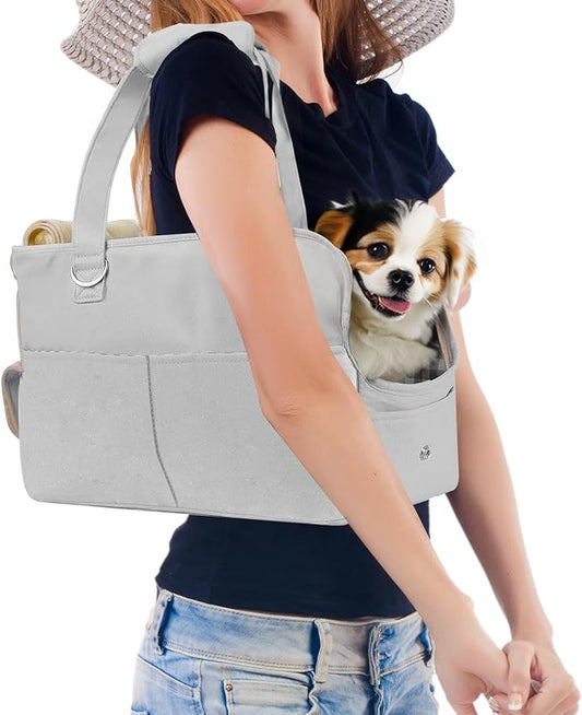 Dog Carriers for Small Dogs, Dog Purse Carrier for Small Dogs, Soft-Sided Dog Carrier Airline Approved, Dog Tote Bag with Six Pockets, Pet Carrier Washable, Oxford Cotton Bag for Puppy Kitten