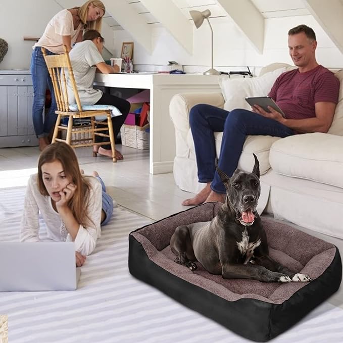 PUPPBUDD Dog Beds for Extra Large Dogs, Rectangle Washable Dog Bed Comfortable and Breathable Pet Sofa Warming Orthopedic Dog Bed for Jumbo Dogs