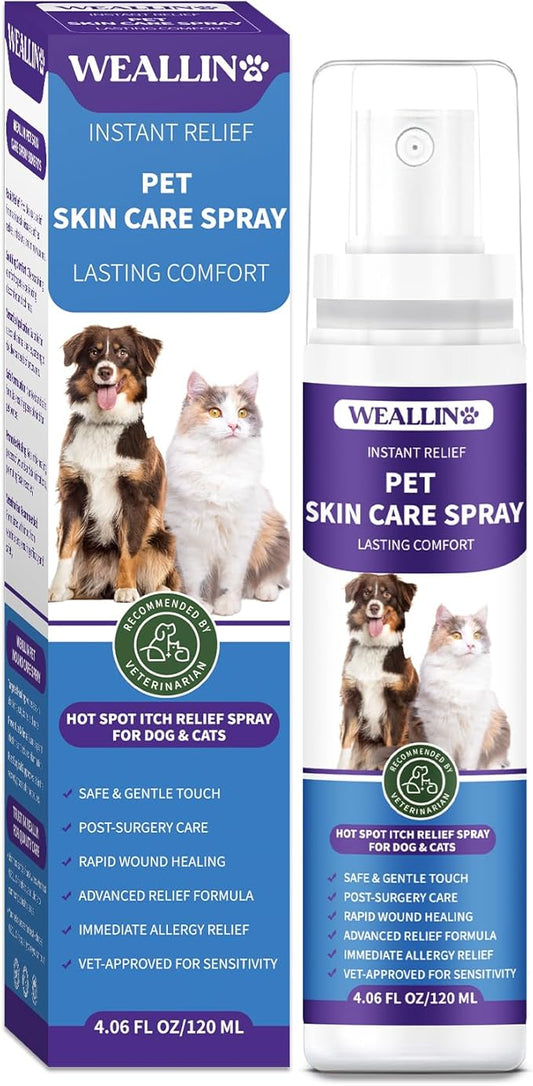 Hot Spot Itch Relief Spray for Dogs & Cats, Hot Spot Treatment for Dogs Itch Relief Spray for Dogs, Pet Treatment Spray for Itchy, Irritated Skin, Allergy, Rashes, Wound Care(4.06 Fl Oz)