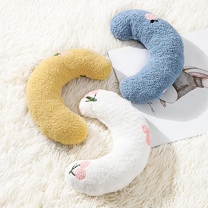 Little Pillow for Cats Puppies Ultra Soft Fluffy Pet Calming Toy Half Donut Cuddler for Joint Relief Sleeping Improve Machine Washable-Blue