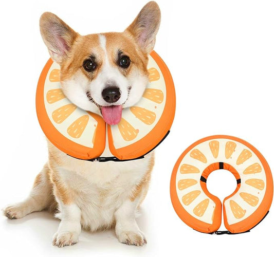 Dog Cone Collar for Small Medium Large Dogs for After Surgery, Pet Inflatable Neck Donut Collar Soft Protective Recovery Cone for Dogs and Cats - Alternative E Collar Does not Block Vision Orange,S