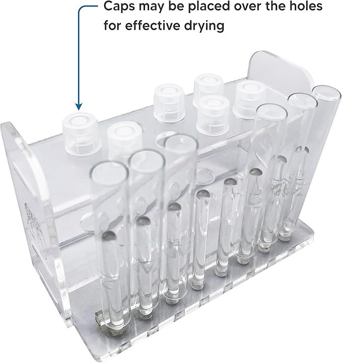 Aquarium Test Tube Holder, Handmade Rack, w/8 Slots and 8 Drying Poles for API and TC Glass Test Tubes
