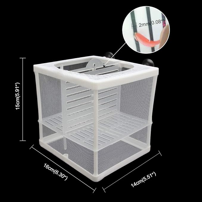 Senzeal Aquarium Fish Breeder Box Fish Fry Hatchery Incubator Net Nylon Isolation Mesh with 3pcs Pipette(Small)