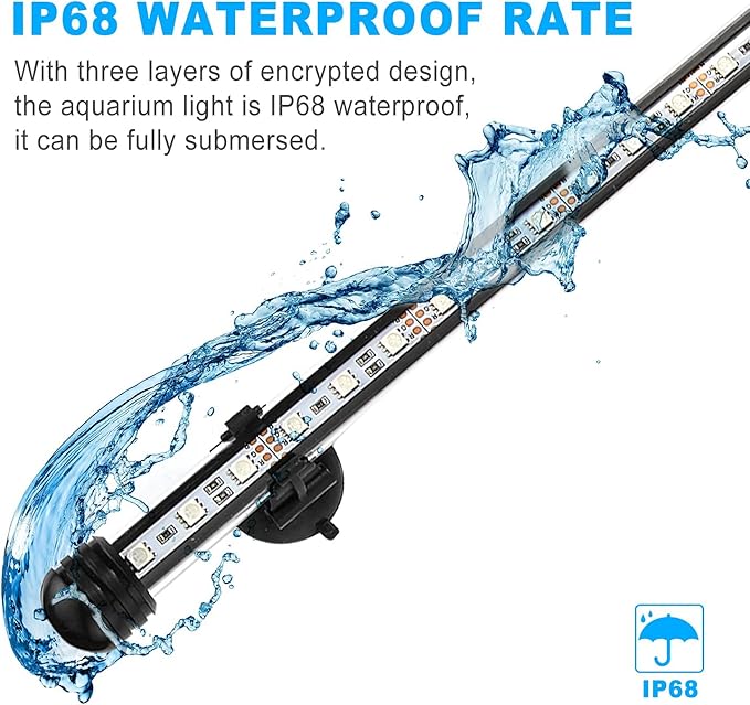 GreenSun Fish Tank Aquarium Light: Submersible Led Lamp - 108 Inch Waterproof Strip Spotlight with APP Control