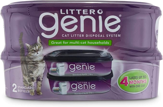 Litter Genie Standard Refill Cartridge for Cat Litter Disposal System, Pack of 2, 2 CT