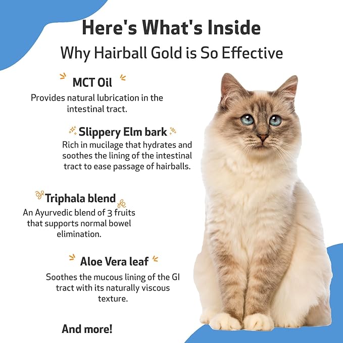 Pet Wellbeing Hairball Gold for Cats - Vet-Formulated - Eases Passage of Hairballs Through Digestive Tract - No Mineral Oil, All-Natural Lubrication - 2 oz (59 ml)