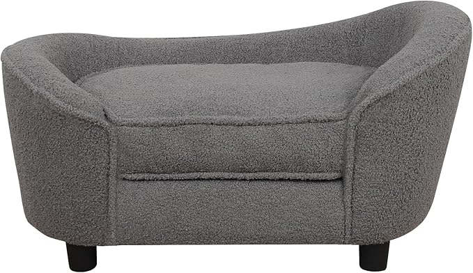 Pet Sofa Bed, Pet Dog Sofa with Adjustable Plastic Legs, Velvet Pet Couch Chair with Removeable & Washable Cushion for Small Dogs & Cats (gray)