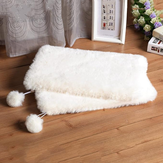 2-Pack Faux Rabbit Fur Dog Cat Bed Cushion Mat, 10" x 23.6"