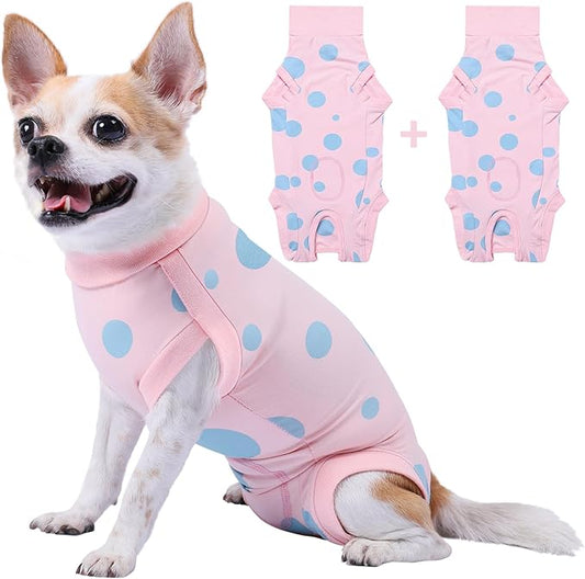 2 Packs Dog Recovery Suit Female Male, Pink+Pink, XXS