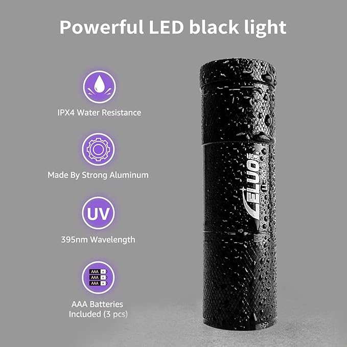 Black UV Handheld Flashlights,9 LED Mini Light 395nm,Portable Pet Stain Detector for Pet Urine,Bed Bugs