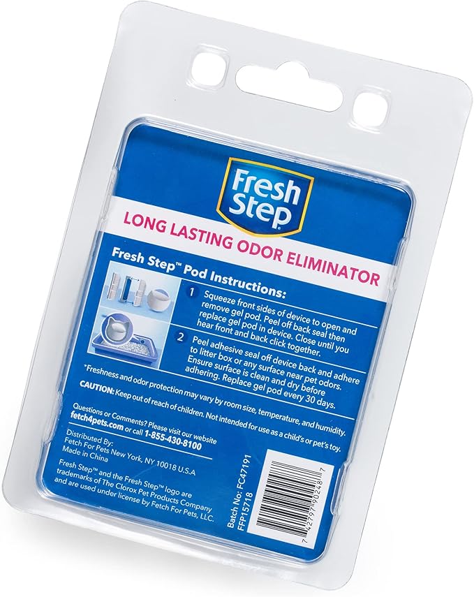 Fresh Step Litter Box Deodorizing Gel Pod | Cat Litter Box Deodorizer | Combats Cat Odors and Neutralizes Smells to Keep Your Home Clean | 1 Adhesive Device + 2 Gel Refills