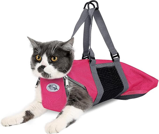 Cinf Cat Nail Clipping Cleaning Grooming Restraint Bag No Scratching Biting for Bathing Nail Trimming Injecting Examining(Rose Red)