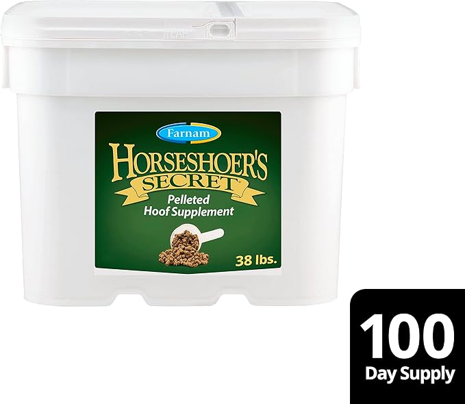 Farnam Horseshoer's Secret Pelleted Hoof Supplements, Promotes healthy hoof growth, maintains hoof walls & supports cracked hooves, 38 lbs., 100 day supply