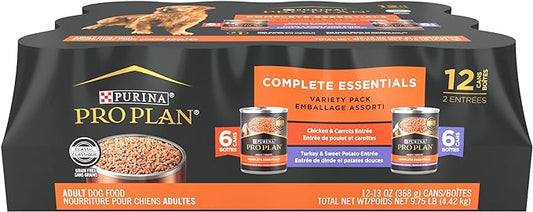 Purina Pro Plan Grain Free Wet Dog Food Variety Pack, Grain Free Chicken and Turkey Entrees - (Pack of 12) 13 oz. Cans