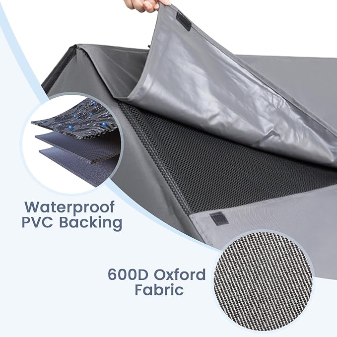 42” Durable Dog House Cover - Waterproof & UV-Resistant 600D Oxford Fabric Canopy for Outdoor Kennels - Fits 42"x34"x40" Houses - Protective Large Breed Shelter Top - COOL GREY